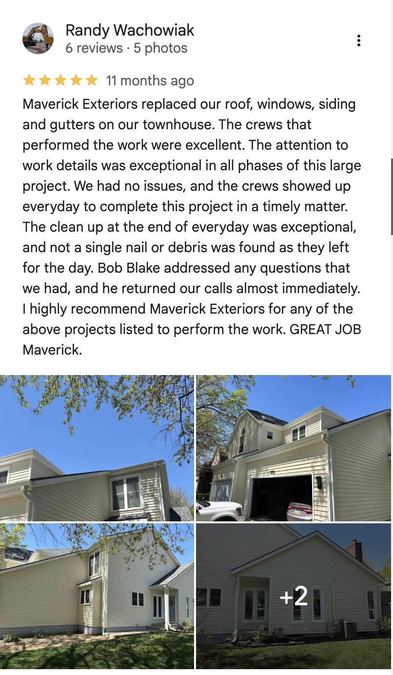Google review from Randy Wachowiak — 5 stars, with project photos